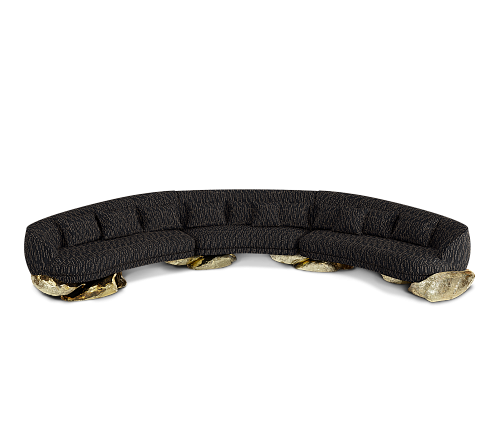 Angora Black Curved Sofa