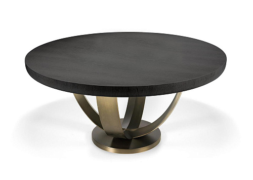 Round Gloss Table with Bronze Base
