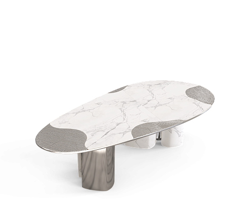 Athena Carrara Marble & Silver Table