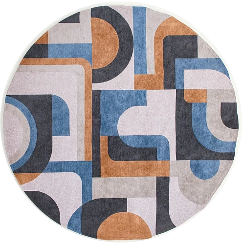 Camel Blue 9196 Round Rug