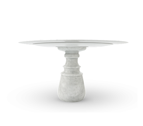 Obsidian Round Estremoz Marble Dining Table
