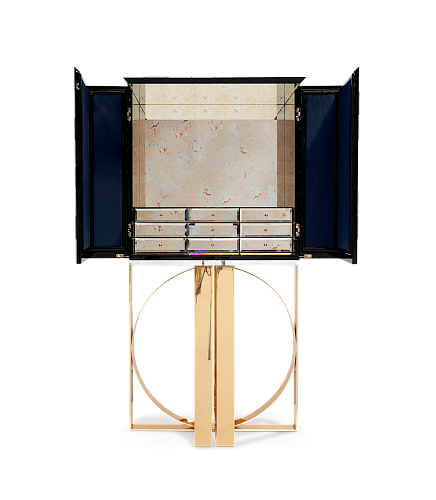 Mosaic Walnut Designer Cabinet