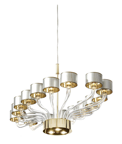 Oval Venetian Glass Arm Chandelier in Gold Finish