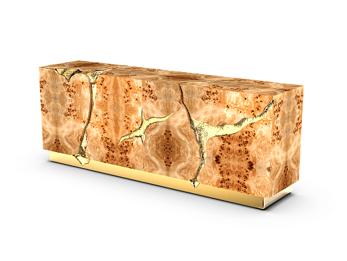 Fissure Poplar Wood Sideboard