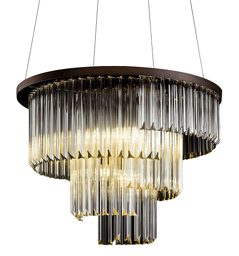 Modern Round Trihedron Glass Chandelier