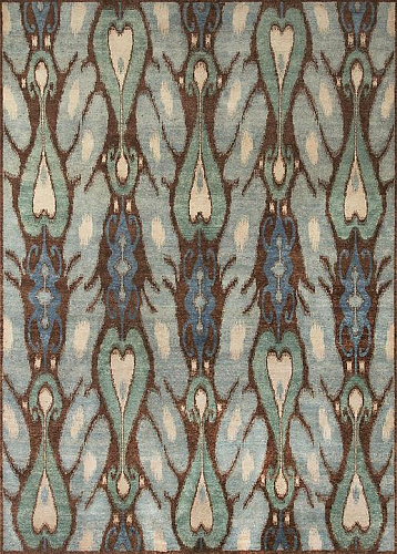 Ikat Hand-Knotted Wool Rug