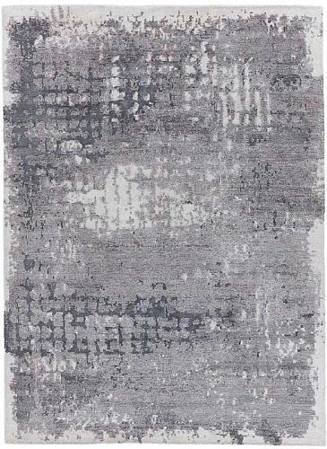 Hand-Knotted Bamboo Silk Abstract Indian Rug