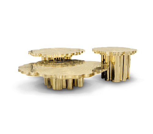 Fortuna Gold-Tone 3-Piece Coffee Table Set