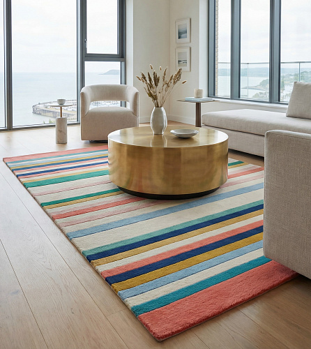Striped Spectrum Blue Rug