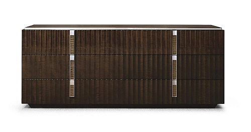 Six-Drawer Leather & Chrome Chest of Drawers