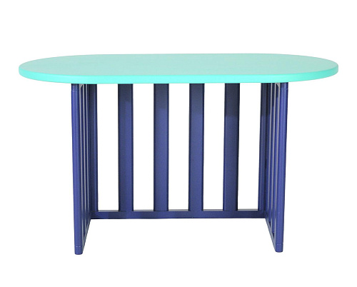 Blue Oval Wooden Side Table