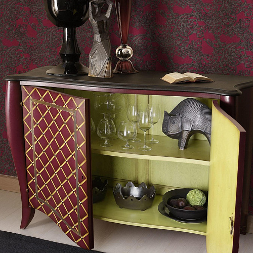 Purple and Yellow Finish Sideboard