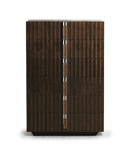 Six-Drawer Wood & Leather Chest of Drawers