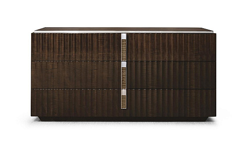 Three-Drawer Leather & Wood Chest of Drawers