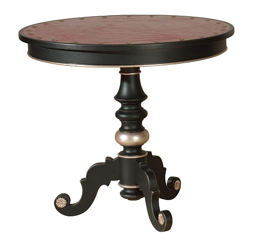 Classic Pedestal Side Table with Leather Top