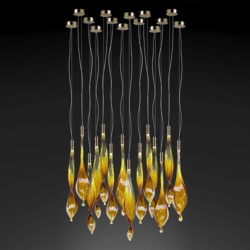 Venetian Glass Leaves 15-Light Pendant