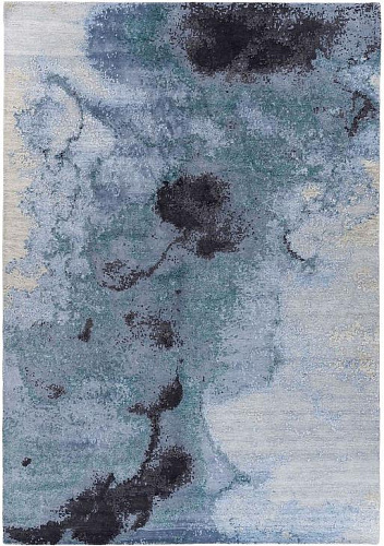 Hand-Knotted Abstract Blue Rug