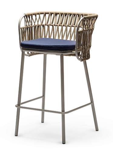 Jujube Beige Blue Outdoor Bar Stool