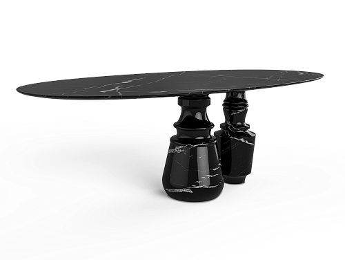 Obsidian Oval Marble Table
