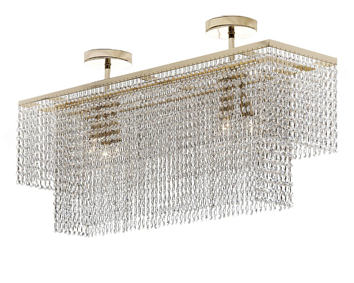 Rectangular Gold Ceiling Lamp with Asfour Crystal