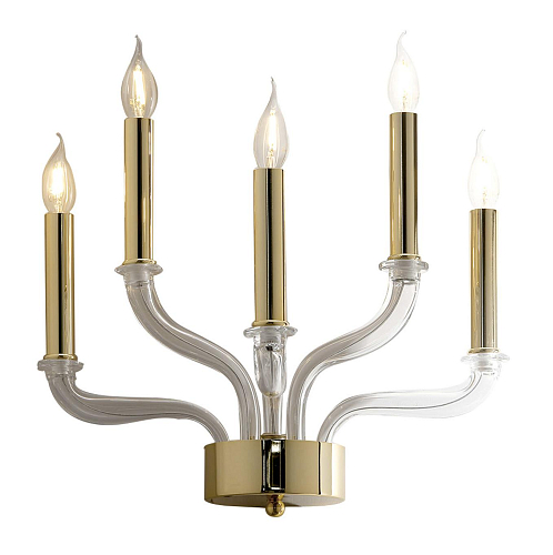 Venetian Glass Wall Sconce in Polished Gold