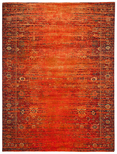 Bidjar Kingscross Stomped Reverse Red Neonorange Silk Rug