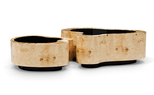 Crest Poplar Wood Coffee Table Set