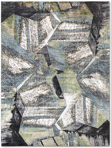 Brutalism Green Hand-Knotted Rug