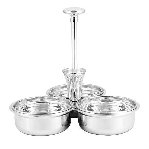 Silver 3-Part Nut and Toothpick Holder