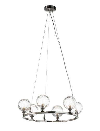 6-Light Chandelier with Hand-Cut Crystal in Nickel