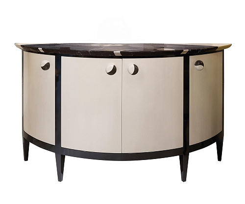 Curved Marble-Top Console with Lacquer Base