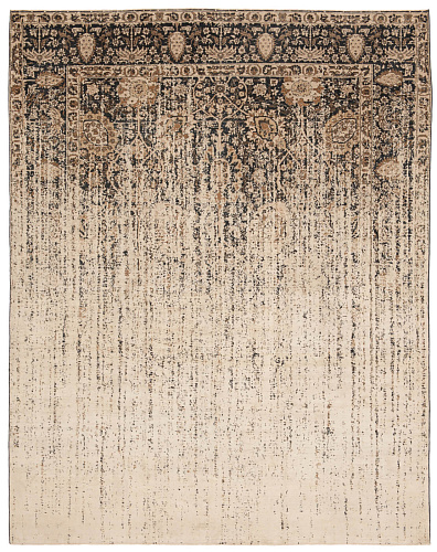 Tabriz Riverside Vendetta Black Beige Silk Rug