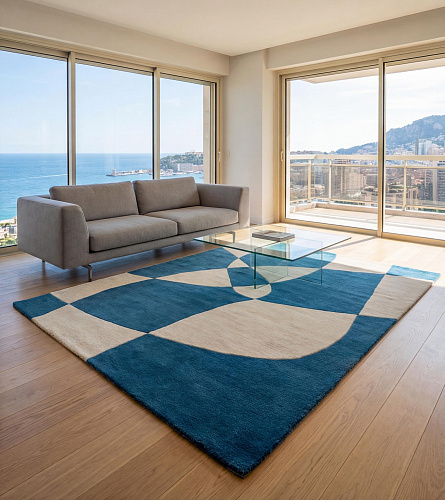 Rotating Forms Blue Rug