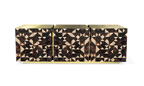 Mosaic Walnut Designer Sideboard