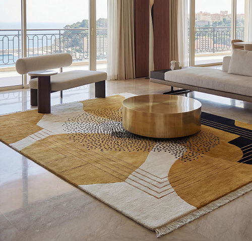 Abstract Figure Gold Rug