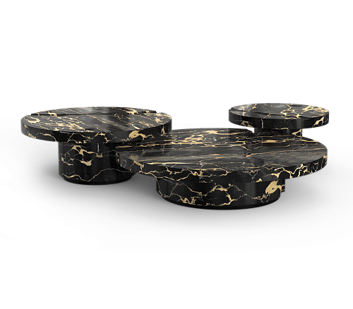 Dominion Portoro Marble 3-Piece Center Table Set