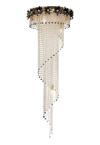 Gold Cascade Chandelier with Venetian Glass Flowers