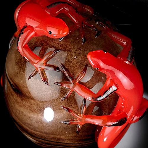 Dark Glass Egg with Red Gecko Detail
