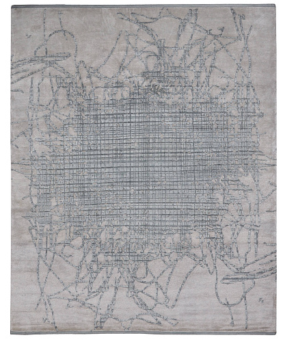 Grid Muted 2 Chrome Rug
