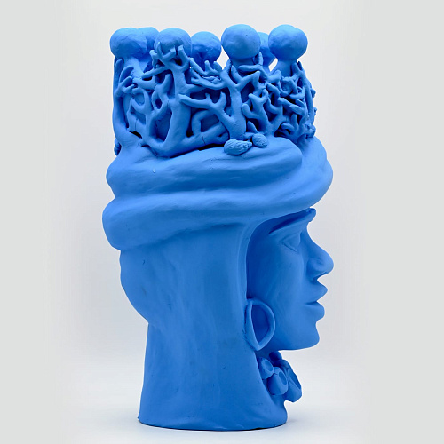 Light Blue Moor's Crafted Sculpture