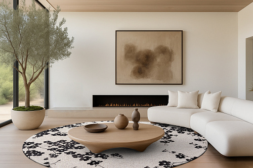 Night Snow 9835 Round Rug