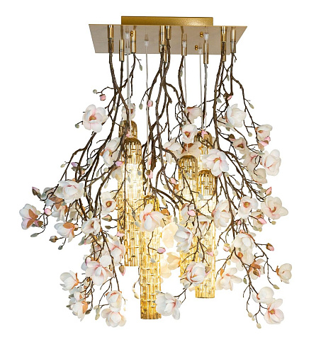 Magnolia White and Gold Chandelier
