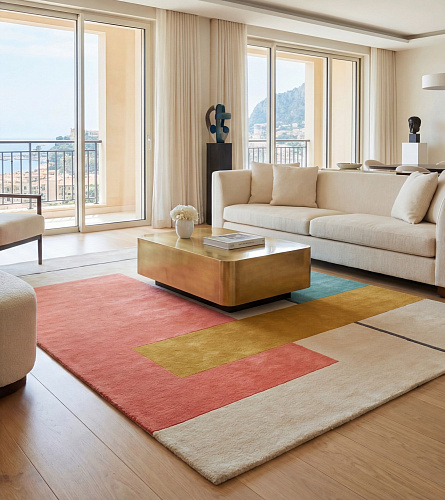Framed Blocks Coral Rug