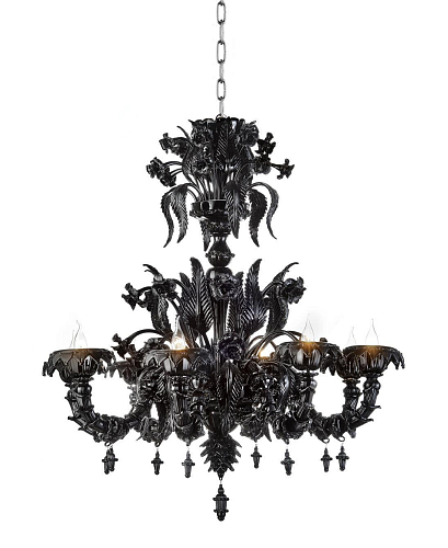 Black Murano Rezzonico 8-Light Chandelier