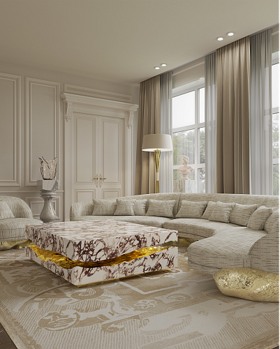 Boulder Calacatta Violla Marble Coffee Table