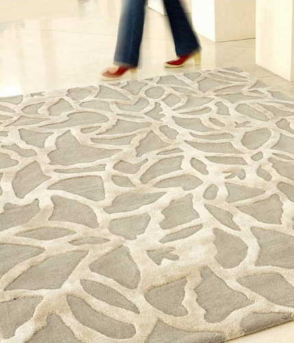 Cream / Beige Wool & Viscose Rug Ephemere