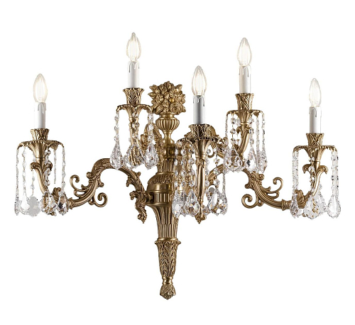 Baroque Brass Wall Lamp with Crystal Pendants