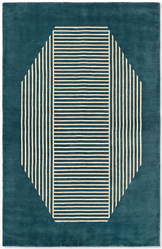Octagon Lines Teal Rug