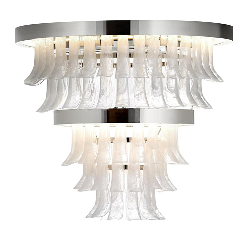 Polished Nickel and Venetian Glass Chandelier
