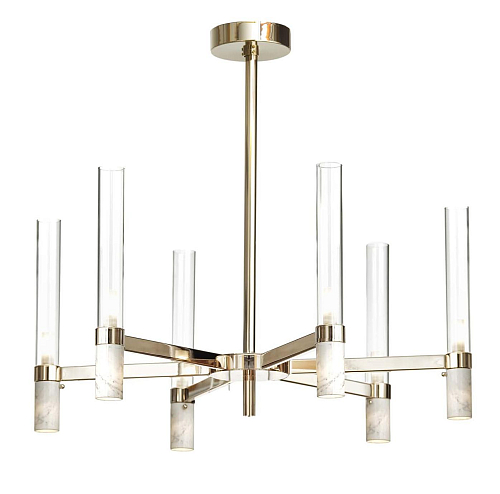 Carrara Marble Chandelier in Gold Finish